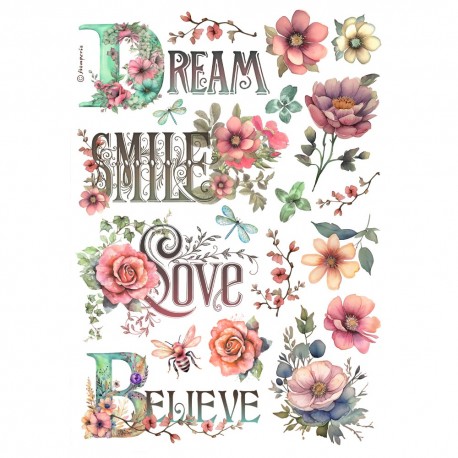 STAMPERIA PAPIER RYŻOWY A4 BESTSELLERS DREAM SMILE LOVE