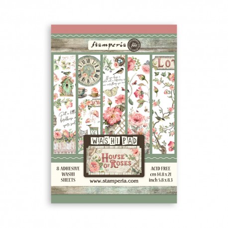 STAMPERIA PAPIER WASHI A5 8szt HOUSE OF ROSES