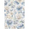STAMPERIA PAPIER RYŻOWY A4 TIMELESS DUŻE RÓŻE NIEBIESKIE
