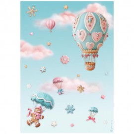 STAMPERIA PAPIER RYŻOWY A4 CANDY CHRISTMAS BALONY