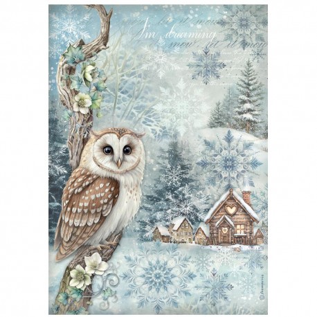 STAMPERIA PAPIER RYŻOWY A4 OWL'S HOUSE SOWA