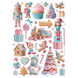 STAMPERIA PAPIER RYŻOWY A4 CANDY CHRISTMAS MIX ELEMENTÓW