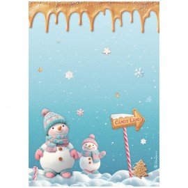 STAMPERIA PAPIER RYŻOWY A4 CANDY CHRISTMAS BAŁWANEK
