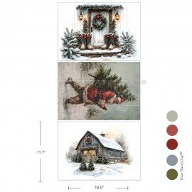 PRIMA PAPIER MORWOWY 11,7x16" 3-PAK ZESTAW SANTA'S WOODLAND
