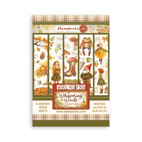 STAMPERIA PAPIER WASHI A5 8szt WHISPERING WOODS