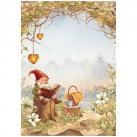 STAMPERIA PAPIER RYŻOWY A4 WHISPERING WOODS GNOM