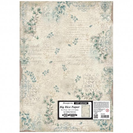 STAMPERIA PAPIER RYŻOWY 50x70c WZÓR Z LIŚĆMI