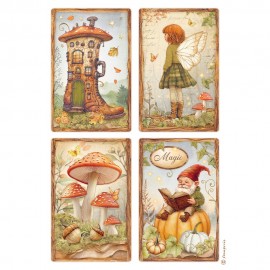 STAMPERIA PAPIER RYŻOWY A4 WHISPERING WOODS 4 KARTY