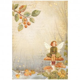 STAMPERIA PAPIER RYŻOWY A4 WHISPERING WOODS WRÓŻKA
