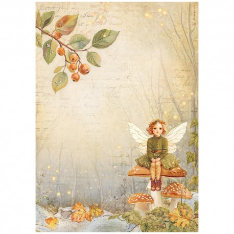 STAMPERIA PAPIER RYŻOWY A4 WHISPERING WOODS WRÓŻKA