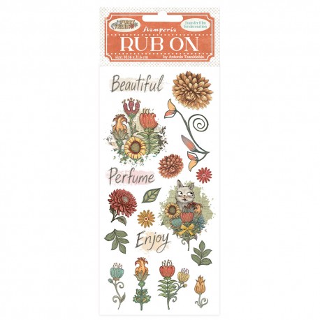 STAMPERIA RUB-ON TRANSFER 10x FURRY FRIENDS KWIATKI