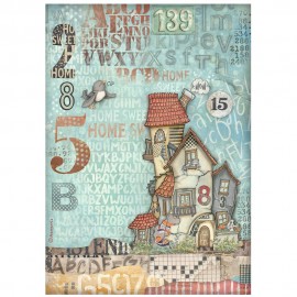 STAMPERIA PAPIER RYŻOWY A4 FURRY FRIENDS DOMKI