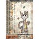 STAMPERIA PAPIER RYŻOWY A4 FURRY FRIENDS KOT I MOTYLKI