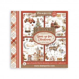 STAMPERIA RUB-ON TRANSFER 15,5 x15,5 6szt GEAR UP FOR CHRISTM