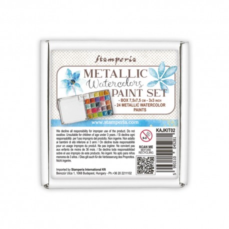 STAMPERIA FARBA WATERCOLOR AKWARELE METALICZNE 24kolory