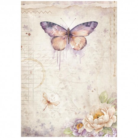 STAMPERIA PAPIER RYŻOWY A4 QUIET DAYS MOTYL