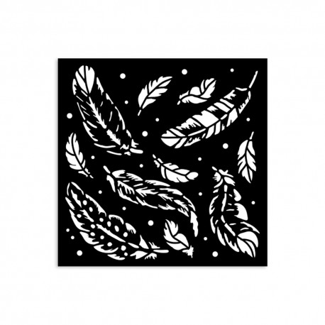 STAMPERIA SZABLON 3D 12x12 cm HERBARIUM SILVAE PIÓRKOWE TŁO