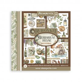 STAMPERIA RUB-ON TRANSFER 15,5 x15,5 6szt HERBARIUM SILVAE