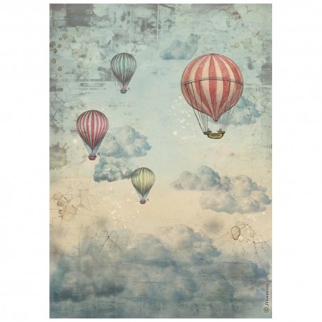 STAMPERIA PAPIER RYŻOWY A4 VOYAGES FANTASTIQUES BALONY