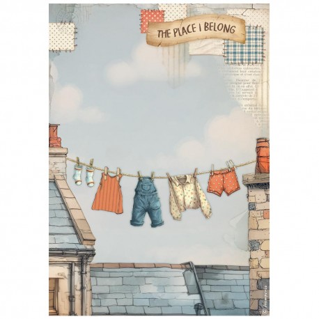 STAMPERIA PAPIER RYŻOWY A4 FAMILY PRANIE