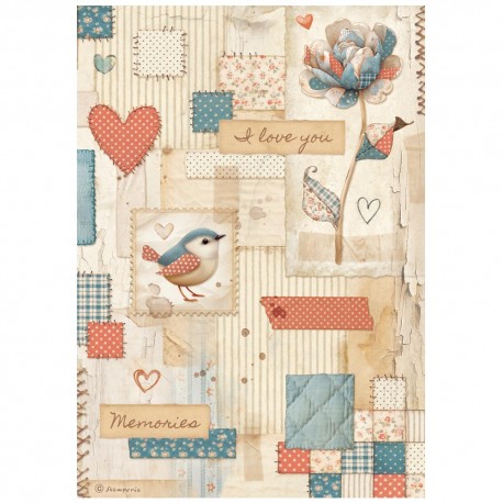 STAMPERIA PAPIER RYŻOWY A4 FAMILY PATCHWORK