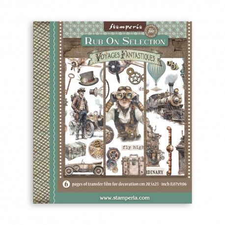STAMPERIA RUB-ON TRANSFER 20,5 x23 6szt VOYAGES FANTASTIQUE