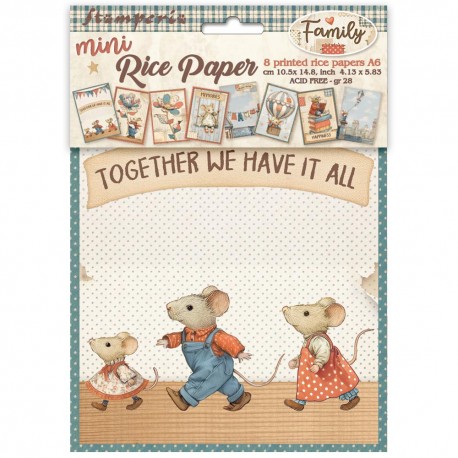 STAMPERIA PAPIER RYŻOWY A6 8szt FAMILY