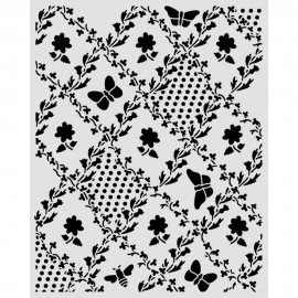 STAMPERIA SZABLON 3D 20x25 cm TEKSTURA MOTYL I KWIATKI