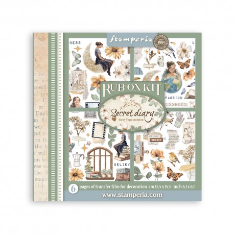 STAMPERIA RUB-ON TRANSFER 15,5 x15,5 6szt SECRET DIARY