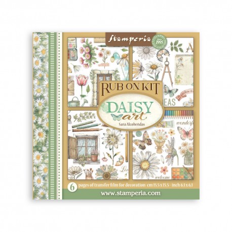 STAMPERIA RUB-ON TRANSFER 15,5 x15,5 6szt DAISY ART