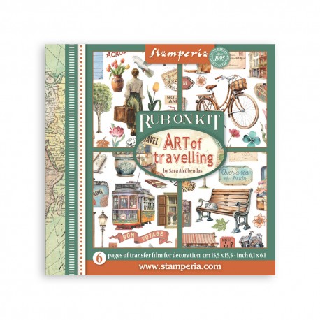 STAMPERIA RUB-ON TRANSFER 15,5 x15,5 6szt ART OF TRAVELLING