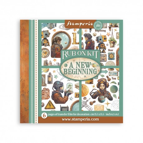 STAMPERIA RUB-ON TRANSFER 15,5 x15,5 6szt A NEW BEGINNING