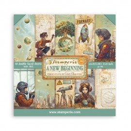 STAMPERIA-BLOK PAPIERÓW SCRAP. 20,3cm/10szt A NEW BEGINNING