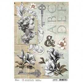 CB PAPIER RYŻOWY A4 TYPOGRAPHI Ornate Bloom