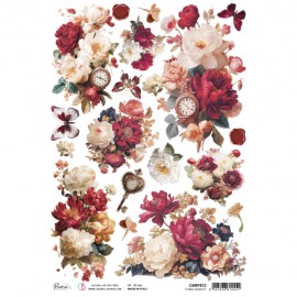 CB PAPIER RYŻOWY A4 FLORAL SCARLET