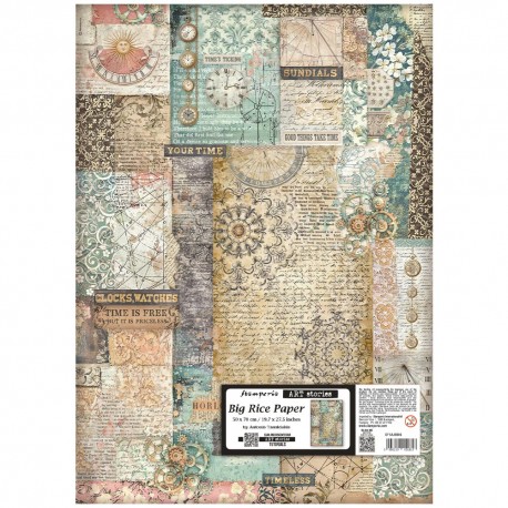 STAMPERIA PAPIER RYŻOWY 50x70c GARDENS OF TIME TŁO PATCHWORK