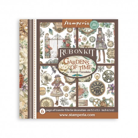 STAMPERIA RUB-ON TRANSFER 15,5 x15,5 6szt GARDENS OF TIME