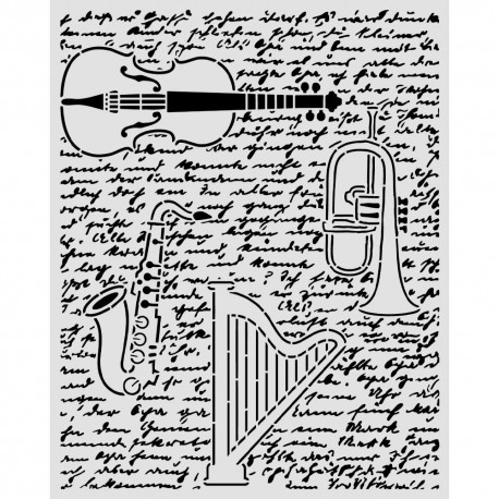 STAMPERIA SZABLON 3D 20x25 cm SYMPHONY INSTRUMENTY