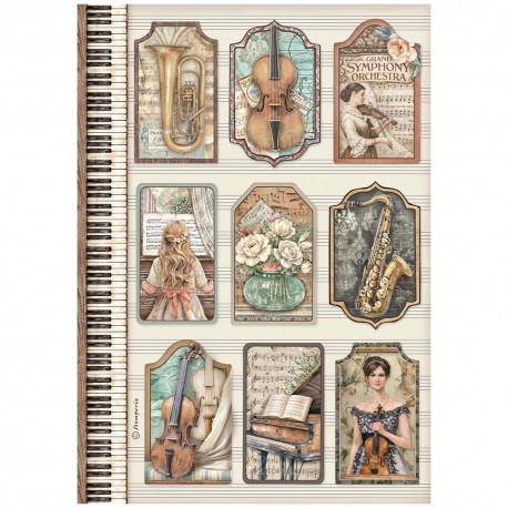 STAMPERIA PAPIER RYŻOWY A4 SYMPHONY TAGI