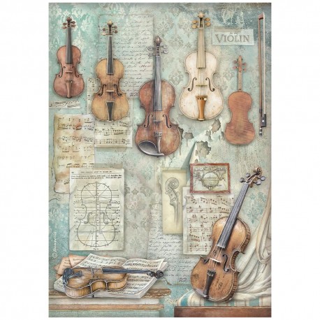 STAMPERIA PAPIER RYŻOWY A4 SYMPHONY SKRZYPCE
