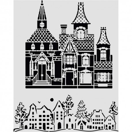 STAMPERIA SZABLON 3D 20x25 cm ŚWIĄTECZNY DOMEK