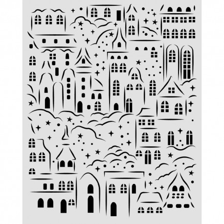 STAMPERIA SZABLON 3D 20x25 cm ŚWIĄTECZNA WIOSKA