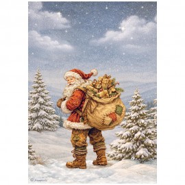 STAMPERIA PAPIER RYŻOWY A4 SILENT NIGHT MIKOŁAJ