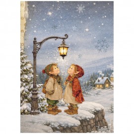 STAMPERIA PAPIER RYŻOWY A4 SILENT NIGHT LATARNIA