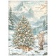 STAMPERIA PAPIER RYŻOWY A4 WHITE CHRISTMAS CHOINKA NAD WO