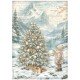 STAMPERIA PAPIER RYŻOWY A4 WHITE CHRISTMAS CHOINKA NAD WO