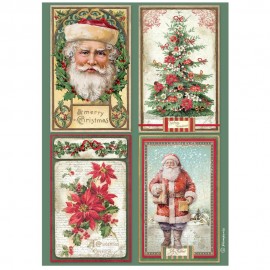 STAMPERIA PAPIER RYŻOWY A4 CLASSIC CHRISTMAS 4 KARTY