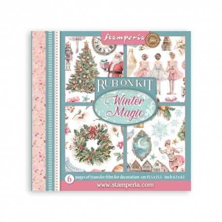STAMPERIA RUB-ON TRANSFER 15,5 x15,5 6szt WINTER MAGIC