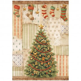 STAMPERIA PAPIER RYŻOWY A4 SILENT NIGHT CHOINKA