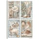 STAMPERIA PAPIER RYŻOWY A4 WHITE CHRISTMAS 4 KARTY